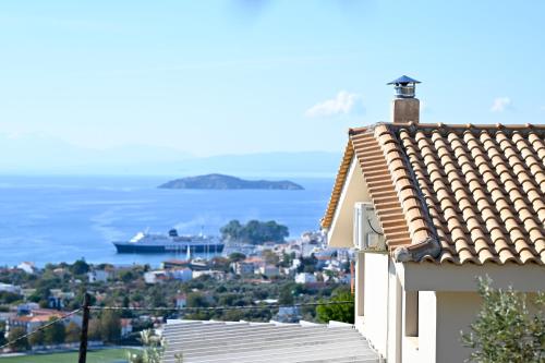 a view of the ocean from a house at Villa Theadora in Skiathos