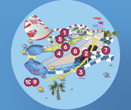 an illustration of a water park with a bunch of attractions at Hiška Betnava - G115 in Podčetrtek