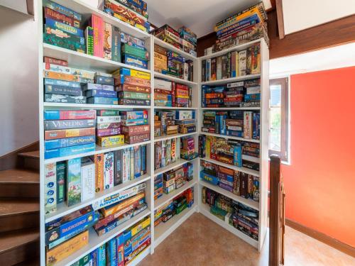a library filled with games and books at Ludogite Lover s Retreat in Waimes