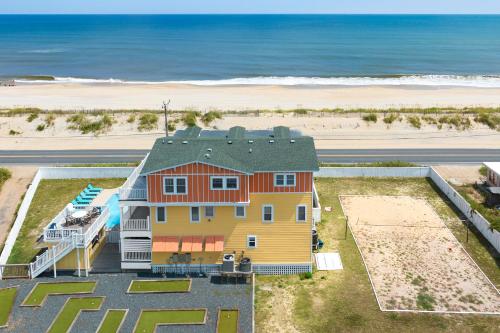 an aerial view of a house on the beach at Petes Place in Kitty Hawk