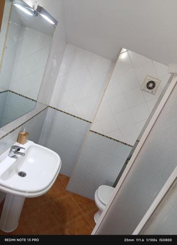 a bathroom with a sink and a toilet at Apartamento Rio Gallo II in Cuntis