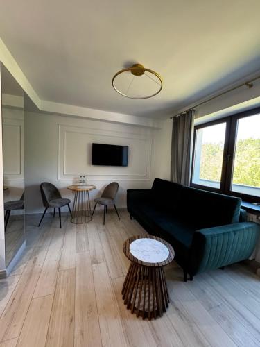 Televízia a/alebo spoločenská miestnosť v ubytovaní Apartamenty