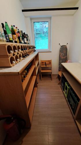 a wine cellar with a bunch of wine bottles at Olmhaus in Obergösel