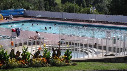 une grande piscine avec des gens dans l'eau dans l'établissement Holiday home La Ransonniere de Bas, à Romagny