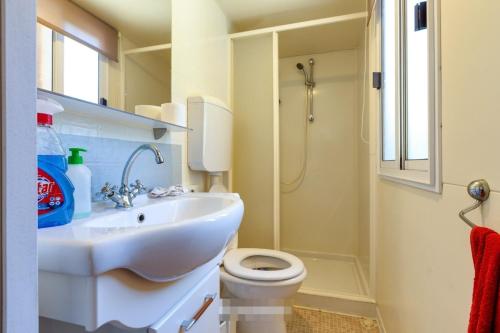 a bathroom with a sink and a toilet and a shower at Apartments by the sea Cove Kurila, Losinj - 24571 in Mali Lošinj