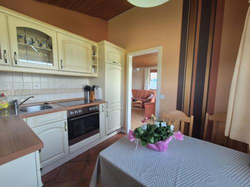 Η κουζίνα ή μικρή κουζίνα στο Ferienhaus Küstenzauber Simonsberg Nordsee Meer Husum