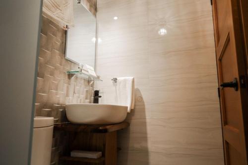 a bathroom with a sink and a mirror at Hotel Royalinglés in Mineral del Monte