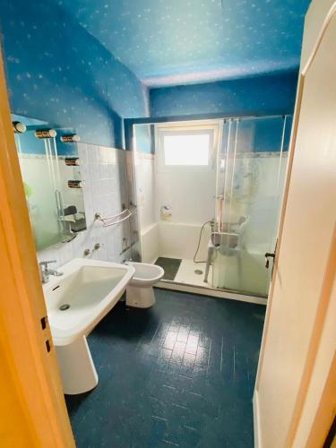 un bagno con lavandino e WC di Maison de vacances a La Celle-sous-Gouzon