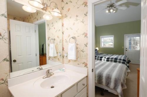 ガトリンバーグにあるGatlinburg Getawayの洗面台と鏡のあるバスルーム