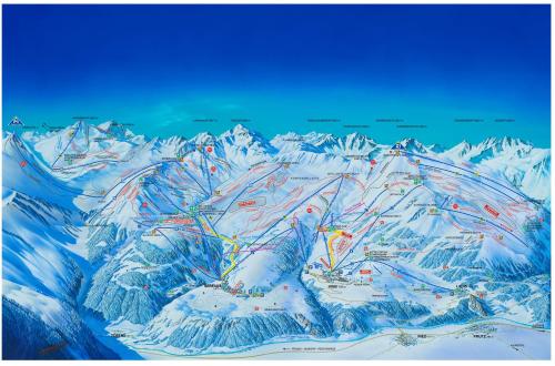 a drawing of a snow covered mountain range at Hotel Riederhof- Urlaub mit WAU! in Ried im Oberinntal