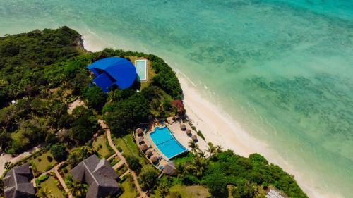 an aerial view of the beach and the ocean at Pearl Beach by Sansi in Michamvi