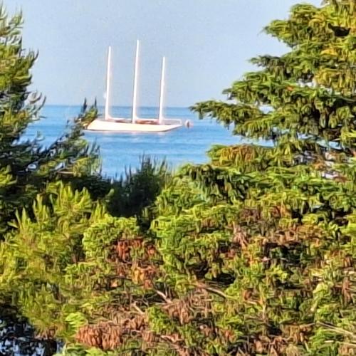 a painting of a sail boat in the water at Aurora e Alba in Casalabate