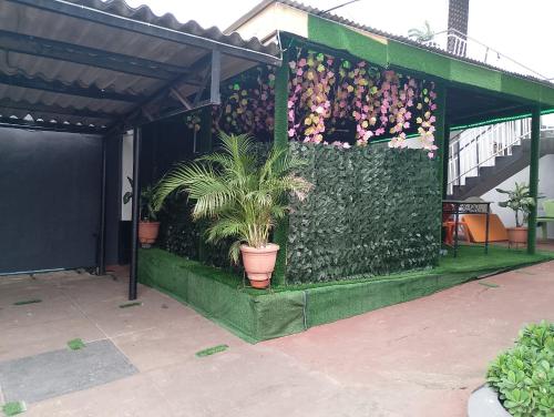a green wall with potted plants on it at Morada hotels Ltd, 7 Abel Oreniyi St in Lagos