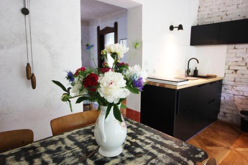 Kuchyň nebo kuchyňský kout v ubytování Apartmány zámek Třebešice