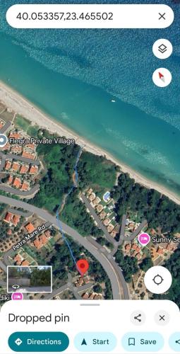a map of a road next to the water at Relax Dream Villa-House, Apartement, Studio in Kallithea Halkidikis