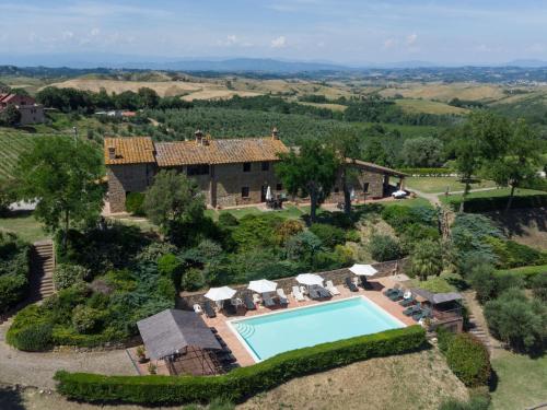an aerial view of a house with a swimming pool at Apartment Raffaello by Interhome in Montaione