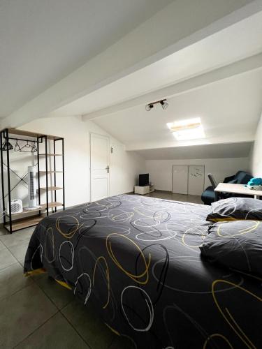 a large bedroom with a large bed in a room at Maison spacieuse agréable in Perpignan