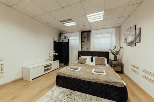 a bedroom with a large bed in a room at Basement Luxe in Liepāja