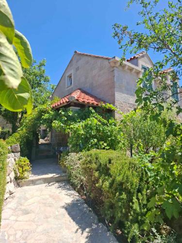 a house with a pathway leading to it at Fishing Family House in Čilipi