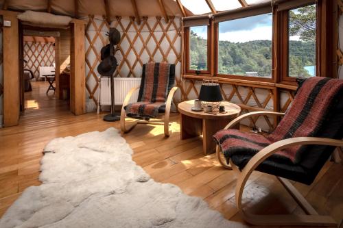 Posezení v ubytování Patagonia Camp