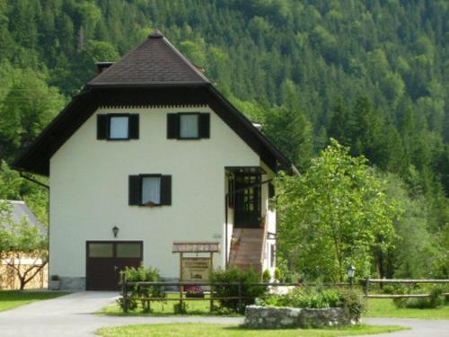 a large white house with a brown roof at Apartment Milan in Trenta