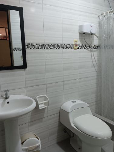 Koupelna v ubytování Casa Hospedaje Inkani