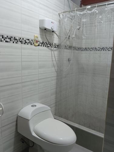 Koupelna v ubytování Casa Hospedaje Inkani