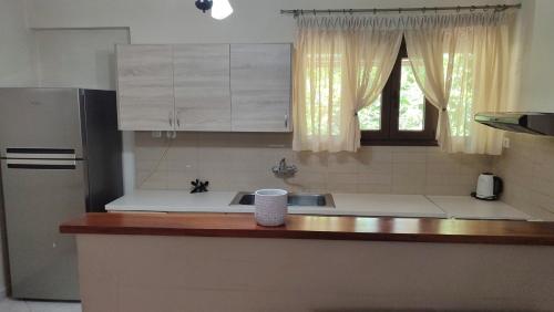 Kuchyň nebo kuchyňský kout v ubytování The Green Garden in AGIA VASSA