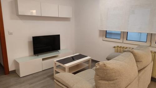 オビエドにあるApartamento 5 min centroのソファとテレビのあるリビングルーム