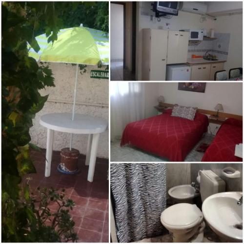 a collage of photos with a table and a bed at Alojartur in San Rafael
