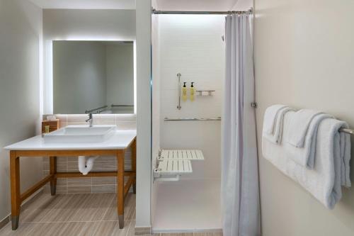 a bathroom with a sink and a shower at Element Albuquerque Uptown in Albuquerque