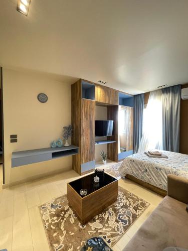 a large bedroom with a bed and aokedokedokedoked at Luxury Studio House 392-4 in 6th Of October