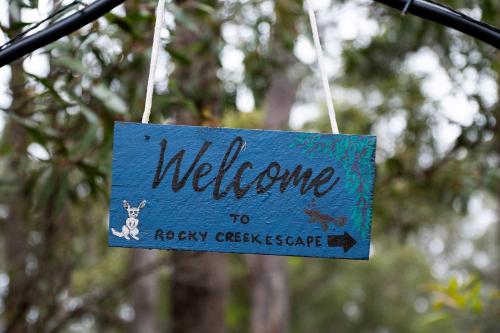 a sign that says welcome to new creek preserve at Rocky Creek Escape by Tiny Away in Kanighan