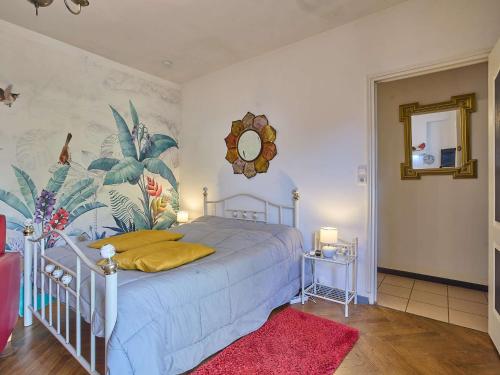 Postel nebo postele na pokoji v ubytování Studio climatisé avec jardin, wifi et animaux admis à Barbotan-les-Thermes - FR-1-841-11