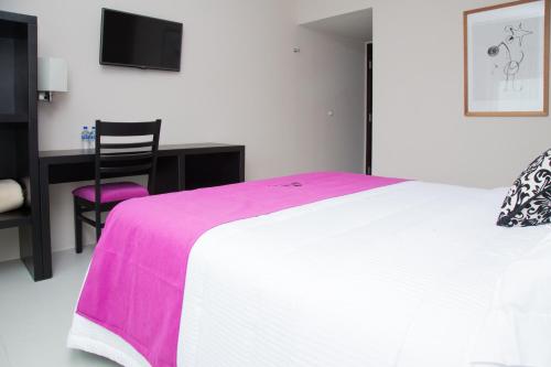 Giường trong phòng chung tại Hotel HAUS Ixtaczoquitlán