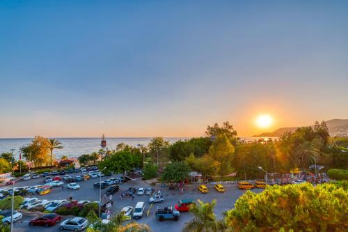 an aerial view of a parking lot at sunset at La Gaia - Adult Only in Alanya