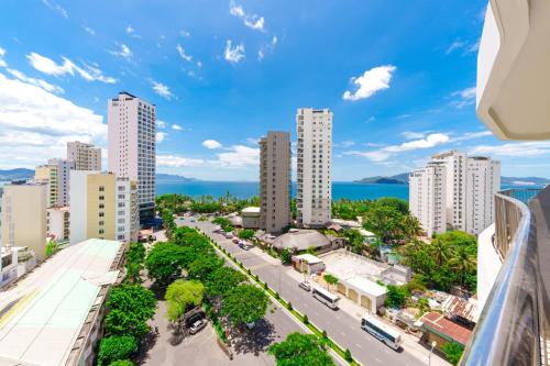 an aerial view of a city with tall buildings at D26 Nha Trang Hotel in Nha Trang