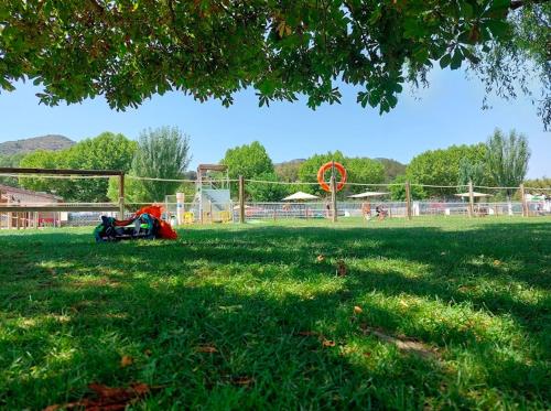 a field of grass with a soccer goal at Casita Blanca in Graus