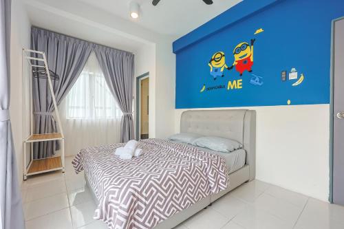 Ένα ή περισσότερα κρεβάτια σε δωμάτιο στο Family Adventure Homestay in Cameron Highlands Clover Home 6-30