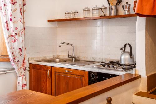 a kitchen with a sink and a stove at Tenuta di Corsano in Monteroni dʼArbia