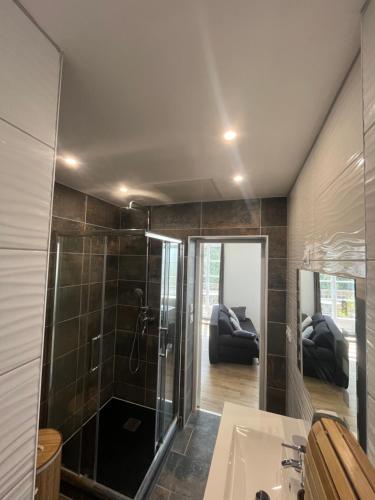 une salle de bain avec douche et lavabo dans l'établissement L'Escapade Côte d'Opale, à Boulogne-sur-Mer