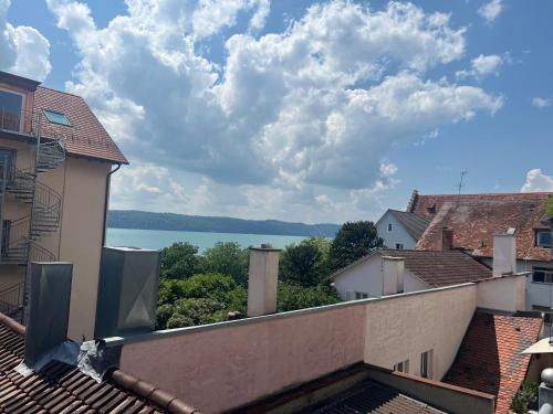 a view of the water from the roofs of buildings at Hotel Capri in Überlingen
