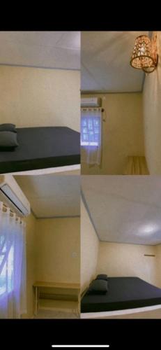 a collage of three pictures of a room at Surfcamp katiet mentawai in Katiet