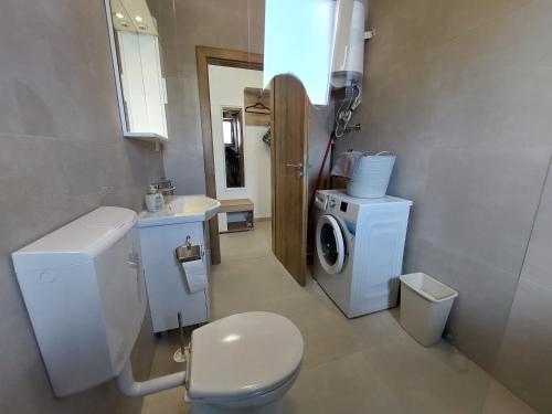 マリンスカにあるApartment Josipaのバスルーム(トイレ、洗濯機付)