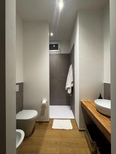 a bathroom with a toilet and a sink at Appartamento Bianca in Prato