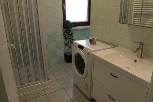 a bathroom with a washing machine and a sink at Apartment Colà di Lazise - Gardasee 26307 in Colà di Lazise