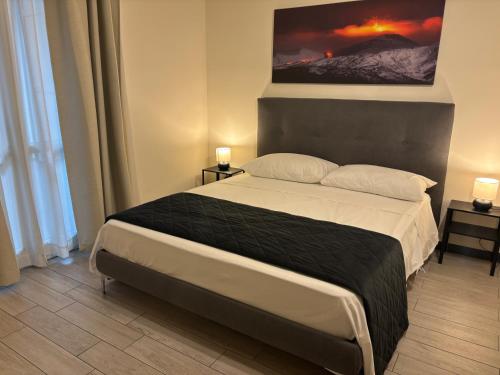 a bedroom with a bed with a painting on the wall at Agata dreams apartment in Catania