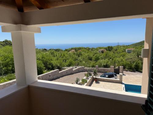 a view of the ocean from a room with a window at Villa Maluso in Budva