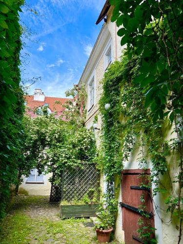 a house with ivy growing on the side of it at Luxury Suites in the Heart of Medieval Tallinn Old Town in Tallinn