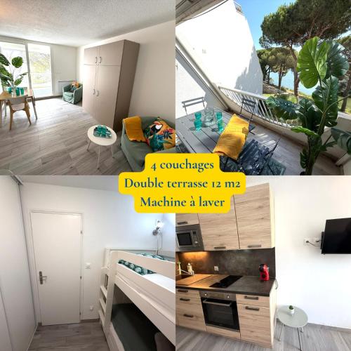 Studio climatisé 4pers La Grande Motte Ponant, Vue exceptionnelle lac, double terrasse, Parking, base nautique, golf & plage à pied, draps & serviettes fournis - 2ème étage sans ascenceur